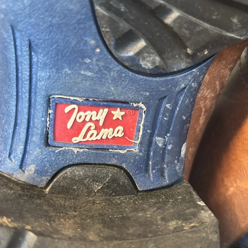 Tony Lama Brown and Navy Genuine Leather Cowboy Western Boot TLX XT5001.Size 9.5 - Picture 9 of 16